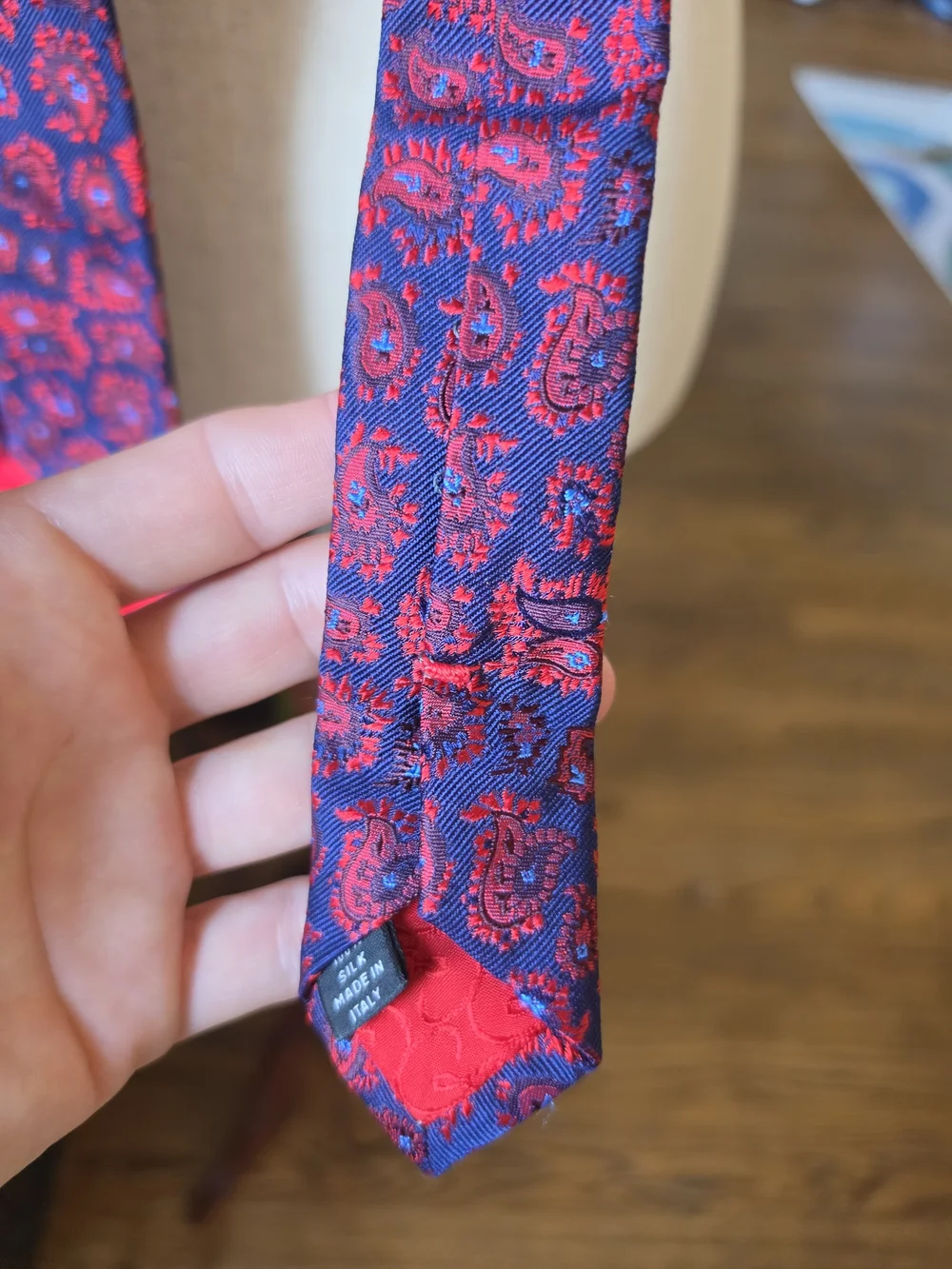 Vintage Christian Lacroix Silk Paisley Tie Navy And Red